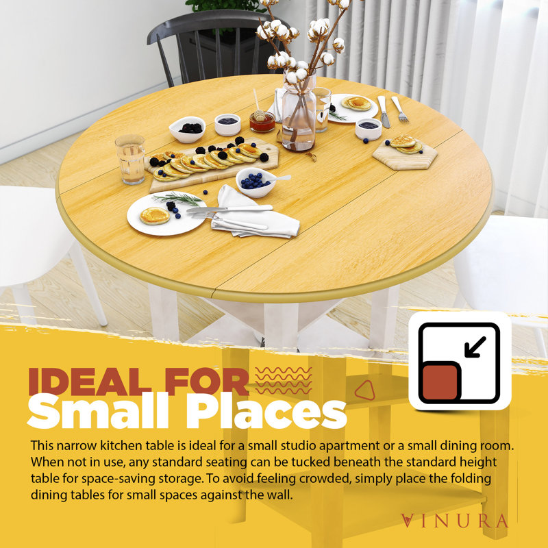 Vinura Drop Leaf Pedestal Dining Table Wayfair